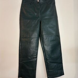 Aritzia Dark Green Leather Cropped Pants